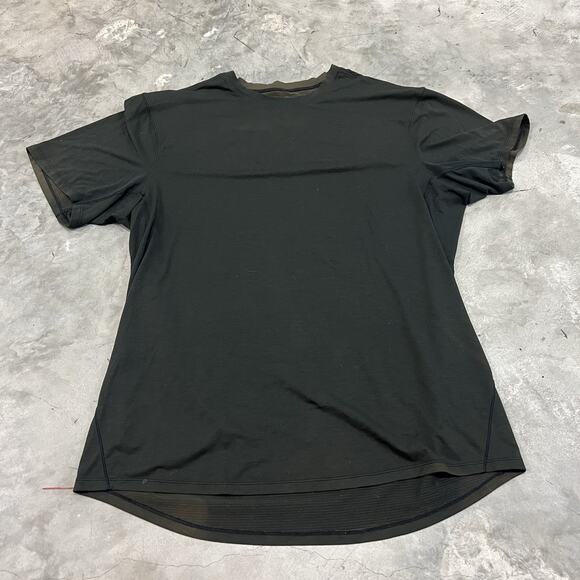 Lululemon Run Out S/S Large T Shirt Stretch Gym Running Reflective Black READ - Picture 1 of 5